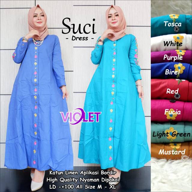 Suci dress | katun linen app bordir HQ