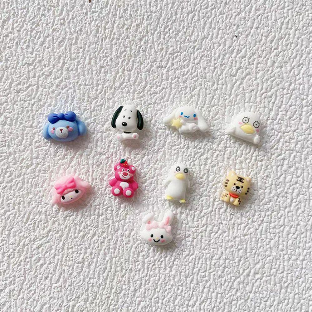 NEEDWAY Kartun Dekorasi Kuku Gaya Jepang 10 Pcs Aksesoris Ponsel Manicure Nail Art Charms Bear Dog Nail Jewelry Set