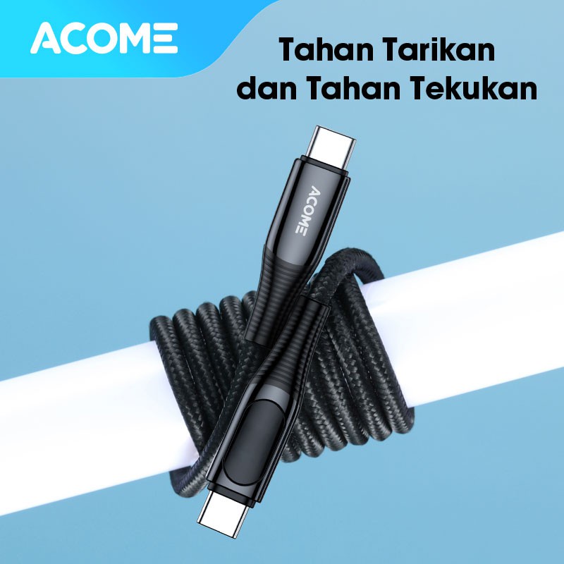 ACOME Kabel Data 100cm C To C 100W Fast Charging 5A Smart LED Display Garansi Resmi 1 Tahun APD100