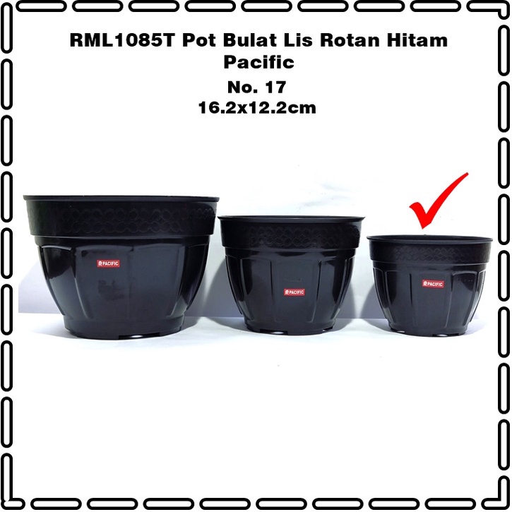 RML1085T Pot Tanaman Bulat Lis Rotan Hitam Pacific 17