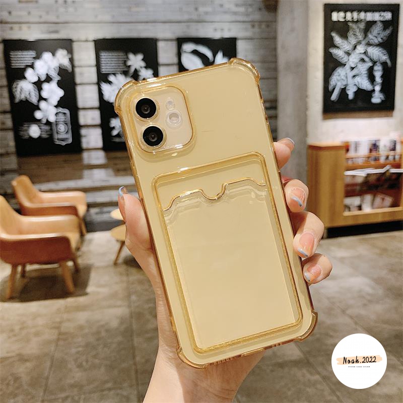 Simple Case Oppo A55 A54 A74 A95 A16 A16s A15 A15s A35 A76 A96 A9 A5 2020 A3s A5s A7 A12 A12e A11K Reno 7 6 Tempat Kartu Slot Dompet Fashion Warna Solid Transparan Soft TPU Case