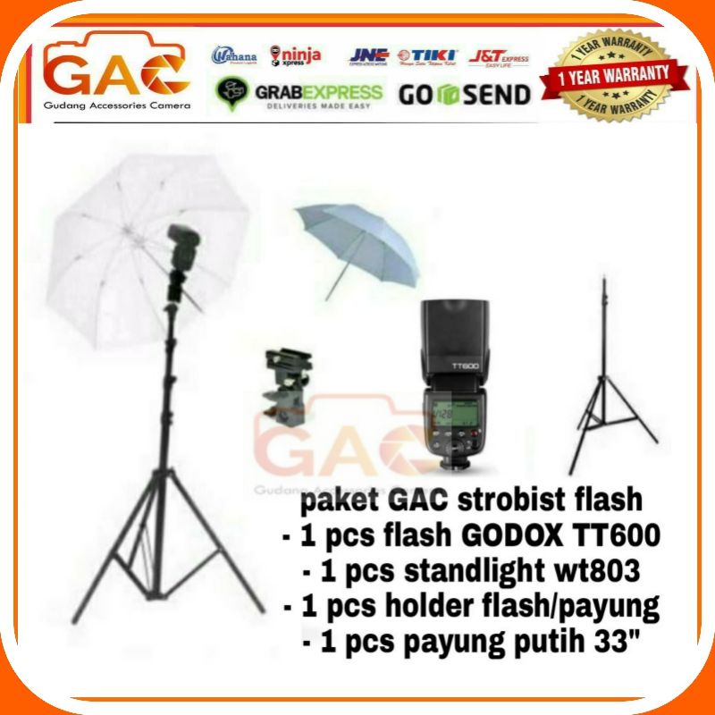 paket GAC strobist flash  GODOX TT-600 universal
