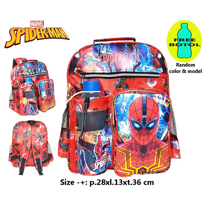 Tas Ransel anak SD karakter Spiderman-Ultraman-captain America free botol / tas anak SD laki-laki