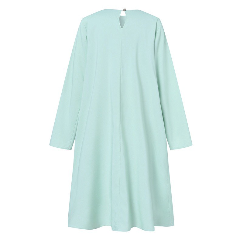 ZANZEA Women Muslim Daily Solid Color O-Neck Full Sleeve Casual Blouse