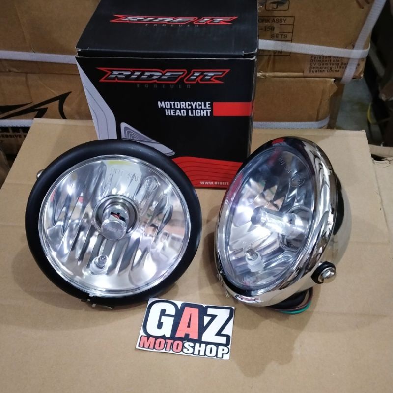 Headlamp Jute Pesek Hitam Crhome Lampu Depan CB GL Japstyle Reflektor Custom Vixion RX King