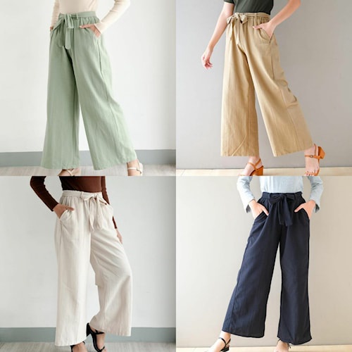 (BISA COD) Celana kulot wanita bahan jatuh Panjang cewek korea harian murah jumbo polos rayon kekini