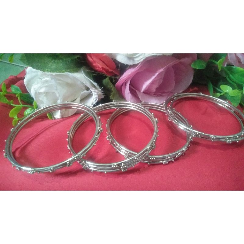 Gelang keroncong silver Asli india motif bunga