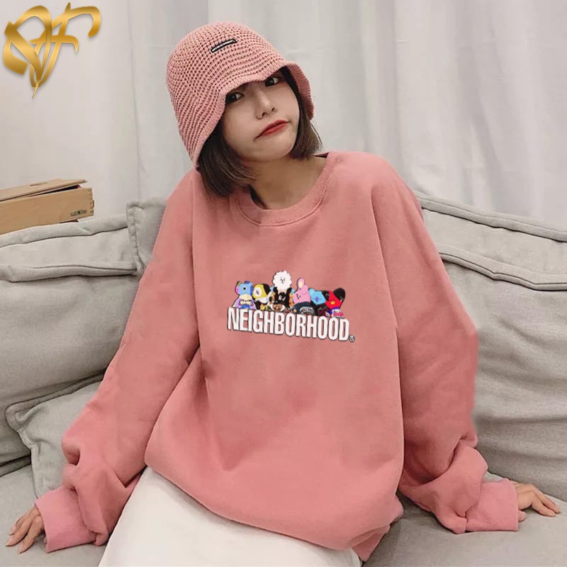 Sweater Neighborhood X BTS BT21 Pria &amp; Wanita | Sweater Korea Style Fleece Cotton | Dhea Fashion