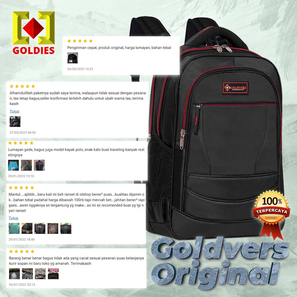 Tas Ransel Pria Goldvers Tas Laptop 14 inch Free Raincover - Goldiesbags