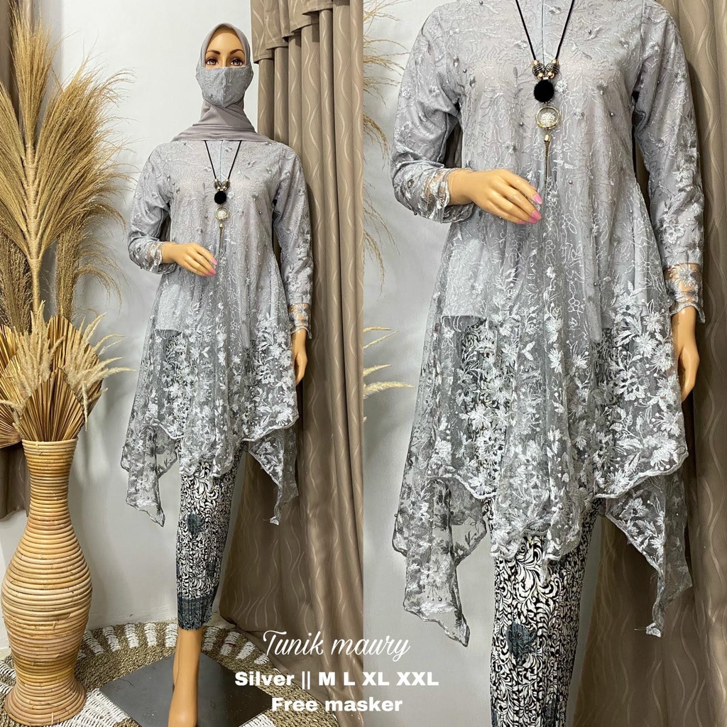 Setelan Tunik Maury Modern 2022//Set Tunik Maury dan Rok Plisket//Tunik Termurah//Baju Kebaya tille Mutiara Termurah/setbaju kurung/pakaian wanita/pakaian muslim/pakaian ntradisional/termurah/baju kurung/seragam pesta termurah