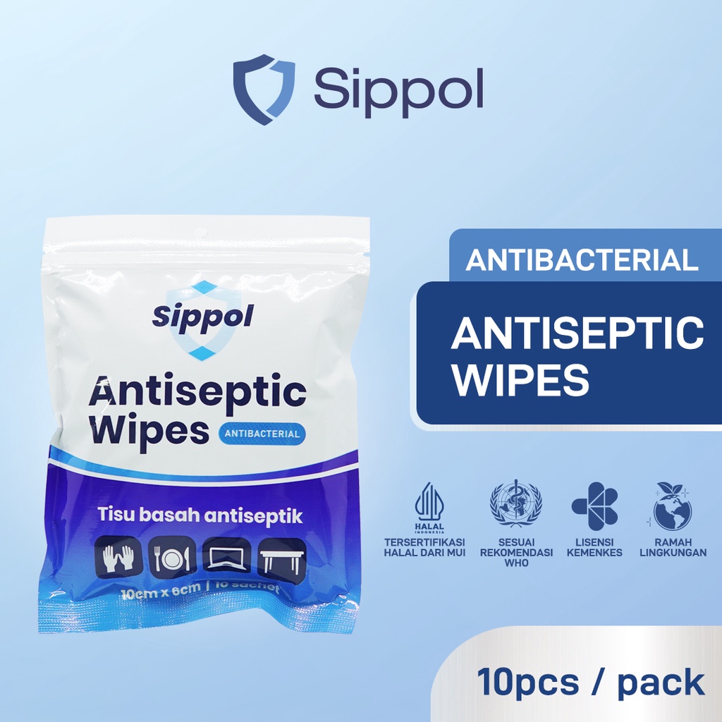 Sippol Antiseptic Wipes ( 1 pack isi 10 pcs )