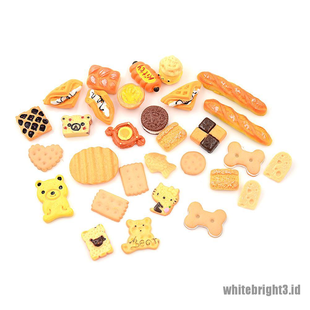 (white3) 30pcs Miniatur Makanan Penutup Skala 1: 12 Untuk Dekorasi Rumah Boneka