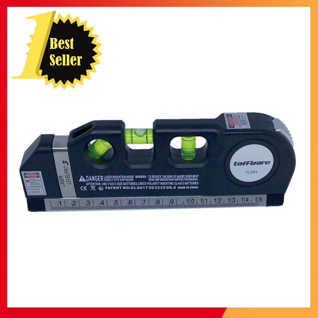 

Penggaris Laser Horizontal Vertical 250CM Bubble Level Garisan Leser + Waterpass