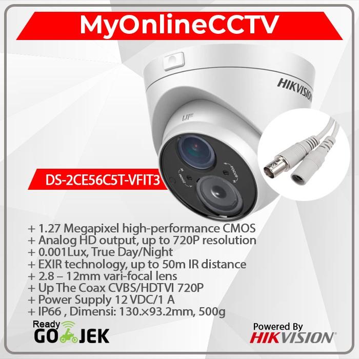 Ds-2Ce56C5T-Vfit3 Hikvision Kamera Cctv Indoor 1Mp Varifocal Exir 720P