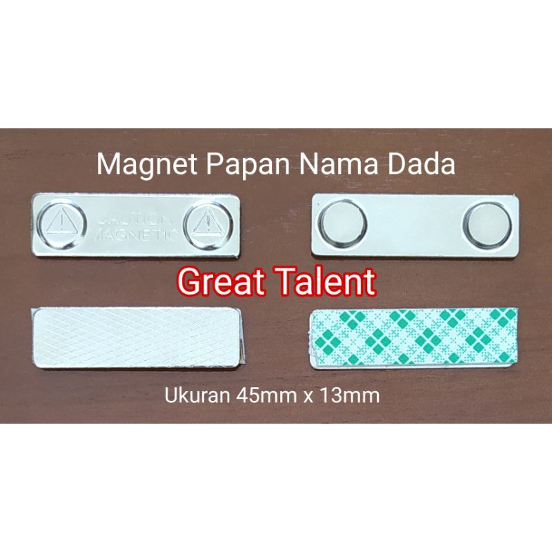 

Magnet Papan Nama Dada 45mm x 13mm - Magnet Nametag - Caution Magnetic - Magnit Name Tag - 1 pcs