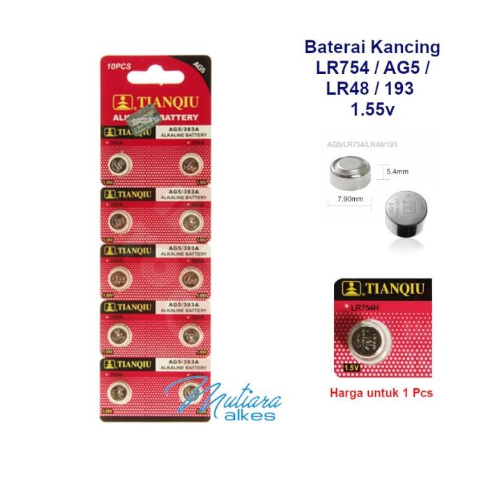 ECERAN - Batre LR754 393 754 AG5 / Baterai Hearing Aid