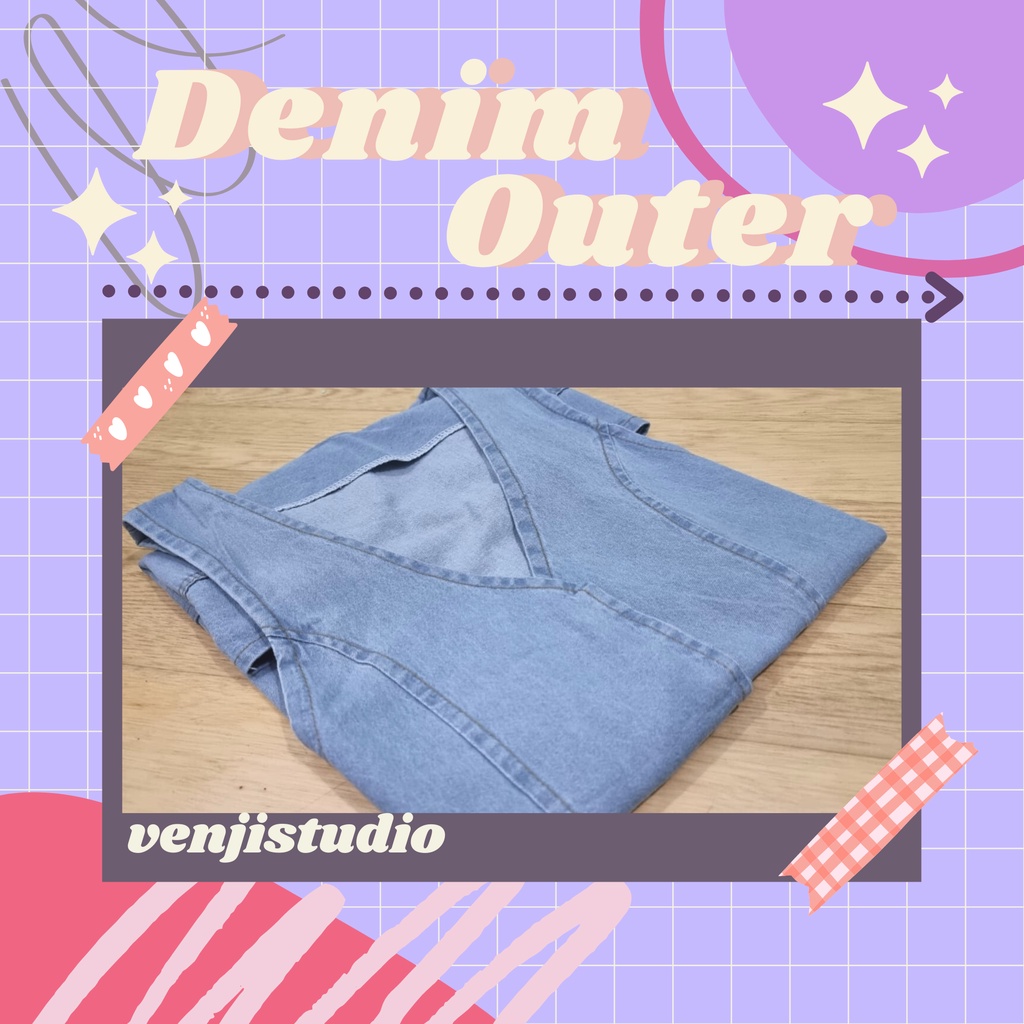 Denim Vest Outer || Baju Rompi Outer Bahan Denim