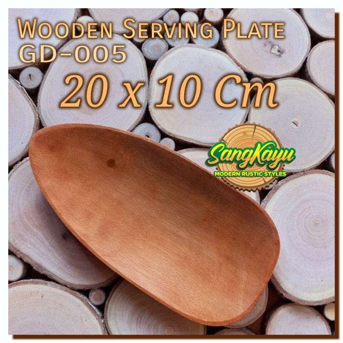 Wooden plate 20x10 piring kayu piring saji nampan saji Wooden tray