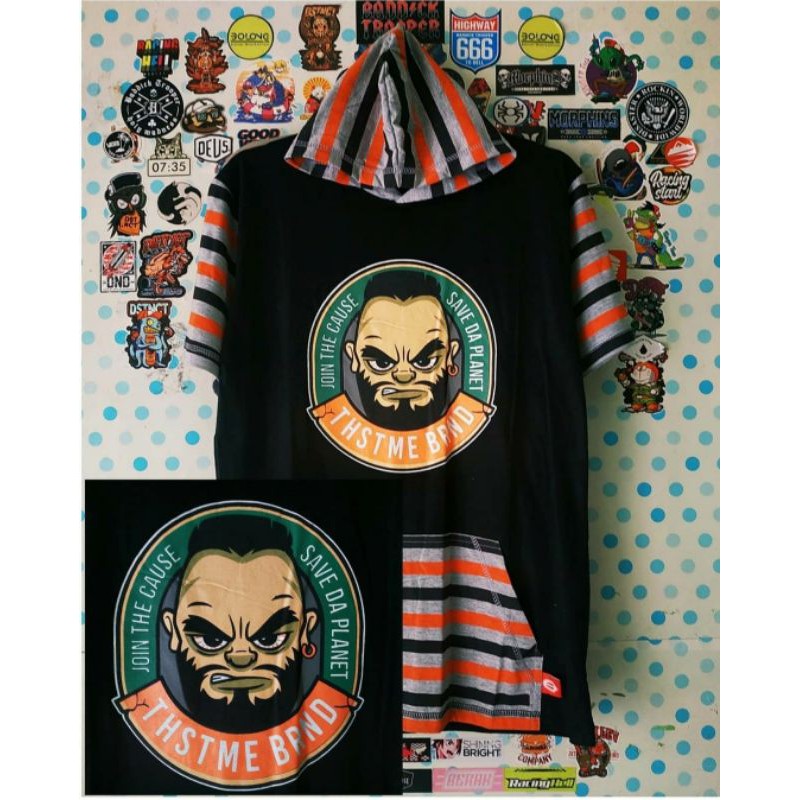 kaos Hoodie lengan pendek pria wanita