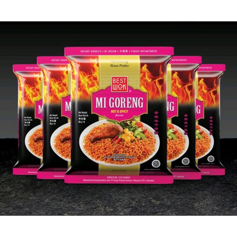 

MIE VIRAL / MIE / BESTWOK / BESTWOK MIE GORENG RASA HOT&SPICY isi 5 HALAL DARI MUI