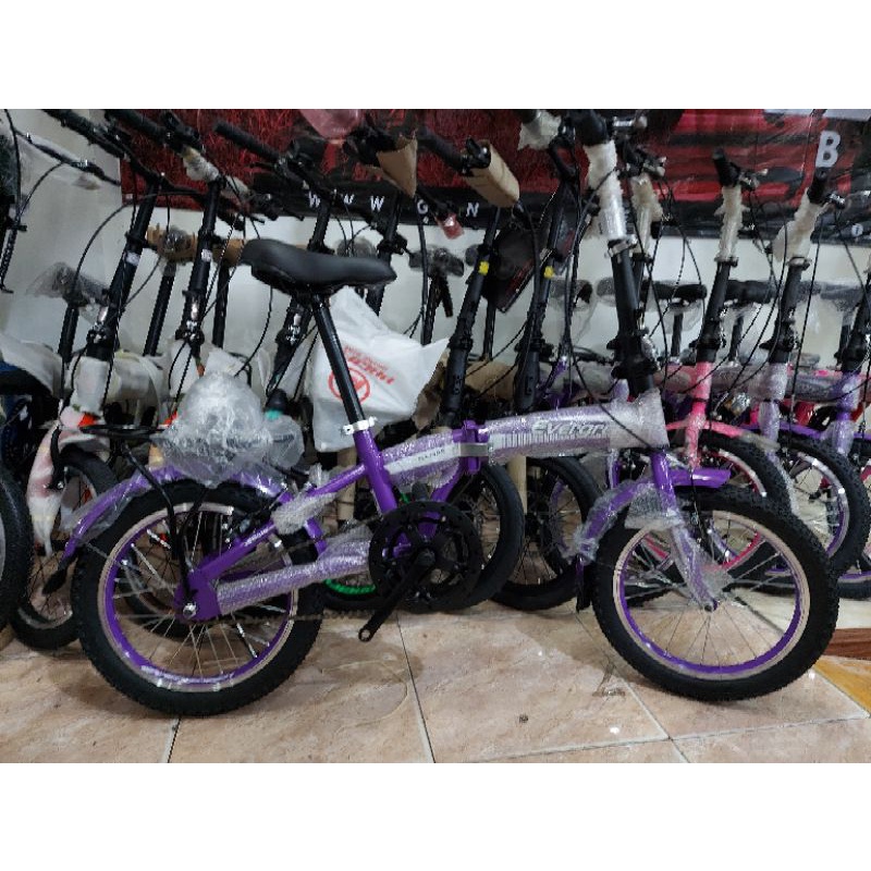 Sepeda lipat anak remaja evergreen dewasa cowok cewek folding bike 7 speed murah ring 16