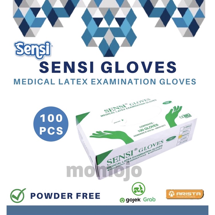 SENSI GLOVES Sarung Tangan Latex Powder Free Gloves Kemasan Box isi 100 pcs