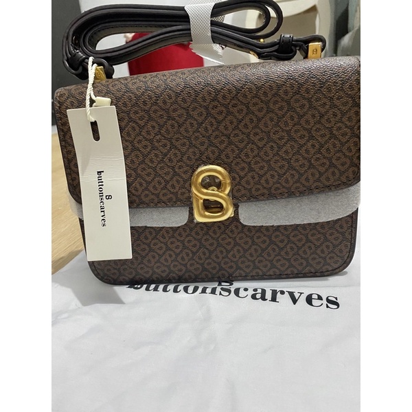 audrey kanvas brown bag buttonscarves preloved