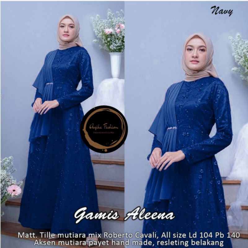 GAMIS PESTA MEWAH ALEENA FULL BURKAT  / GAUN MUSLIMAH PESTA