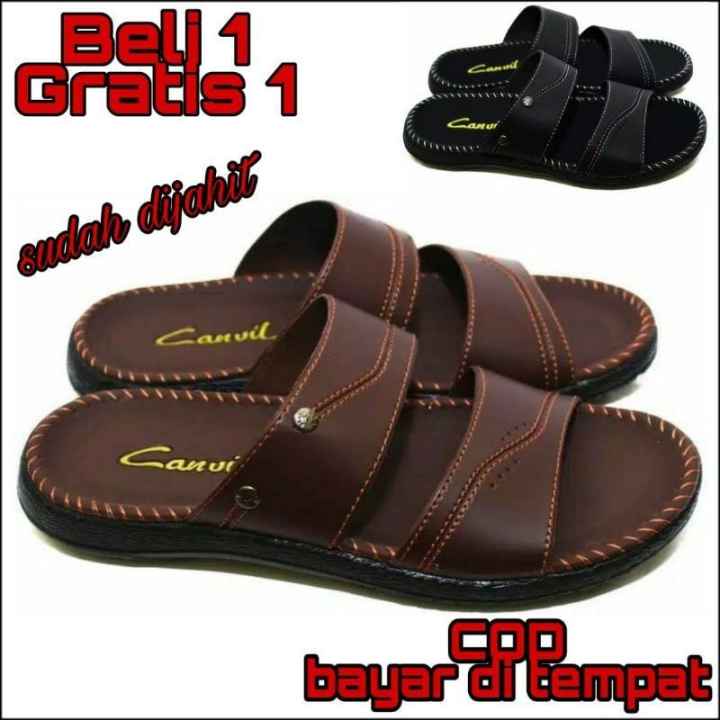 Sandal pria slop Kulit  BELI 1 GRATIS 1 SANDAL PRIA MURAH kualitas import