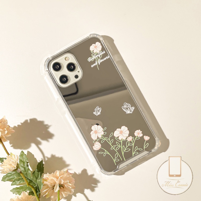 Mirror Case Compatible for IPhone 7Plus  8Plus  13 12 11 Pro Max 7 8 XR X XS MAX SE 2020 13Pro Max Fresh Flower Soft Tpu Shockproof Makeup Mirrow Back Cover