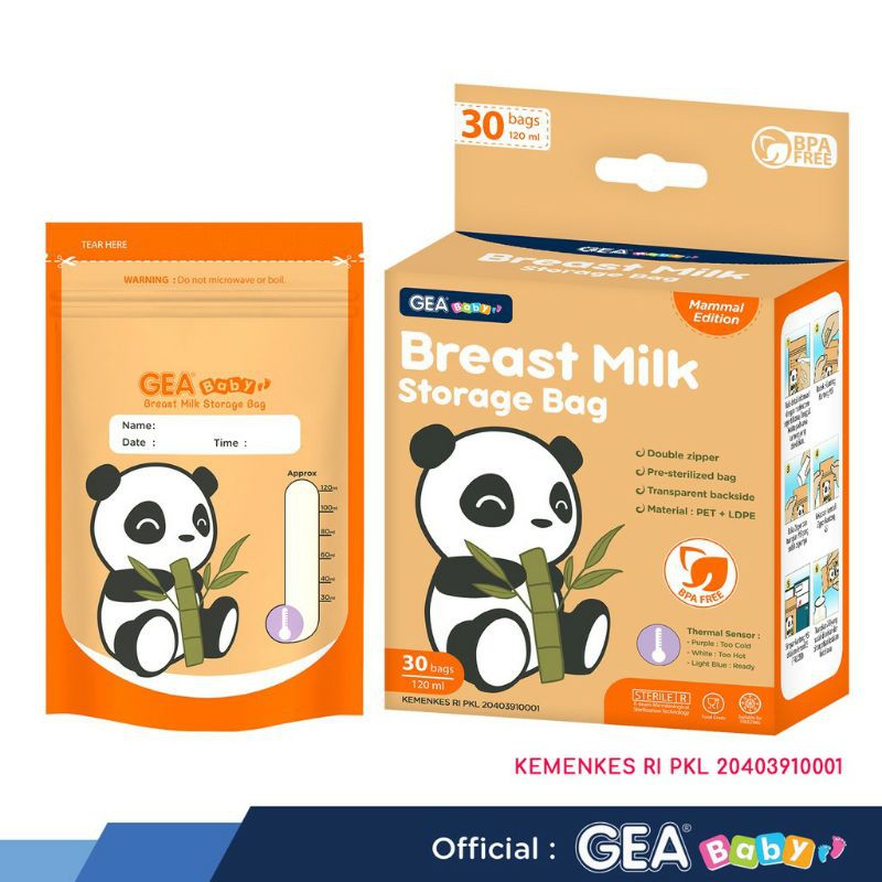 GEA Baby Breast Milk Storage Bag 120ml Isi 30bgs (Edisi Safari &amp; Mamalia)