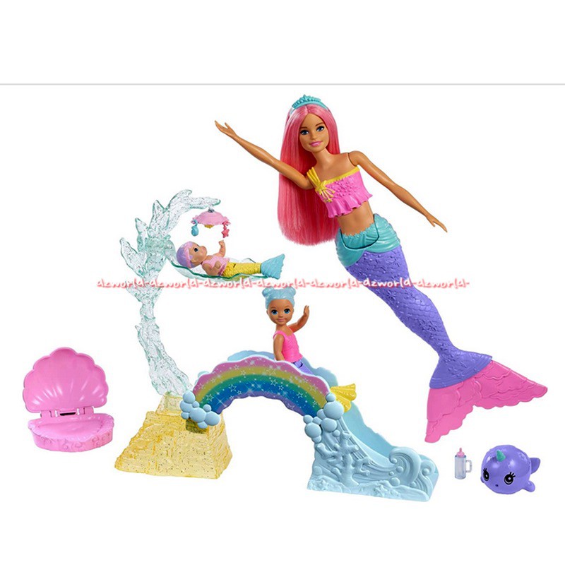 Barbie Dreamtopia Mermaid Nursery Mainan Boneka Putri Duyung Bisa Berenang Di Air renang Swimming