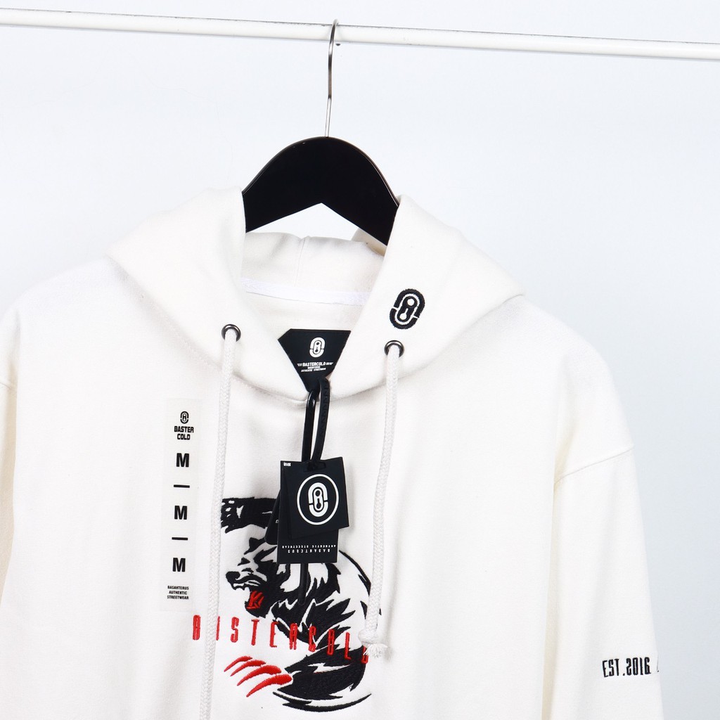 Jaket Sweater Hoodie BSTR BEAR EMBRO – White Edition Fashion Trendy Casual Pria Good Brand Quality S