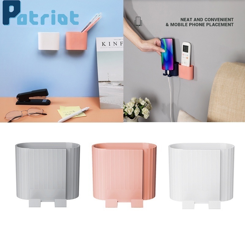 Wall Mounted Organizer Storage Box Remote Control Mounted Mobile Phone Plug Wall Holder Charging Multifunction Holder Stand