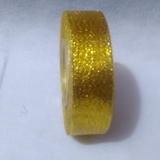 

Pita Glitter Gold Ukuran 1inch/2.5cm Per Roll