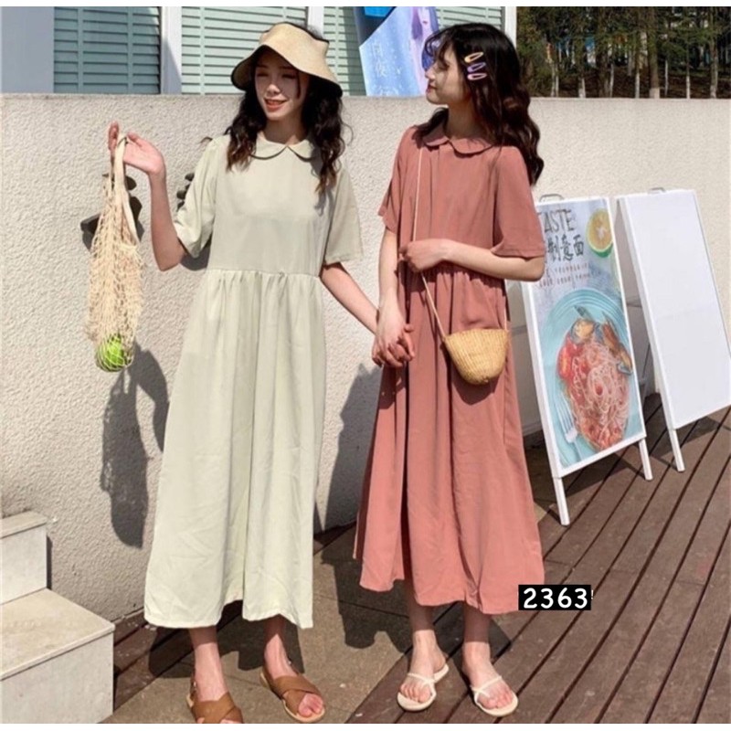 Dress vintage button up / dress katun linen polos pocket / dress busui friendly / dress bangkok redi