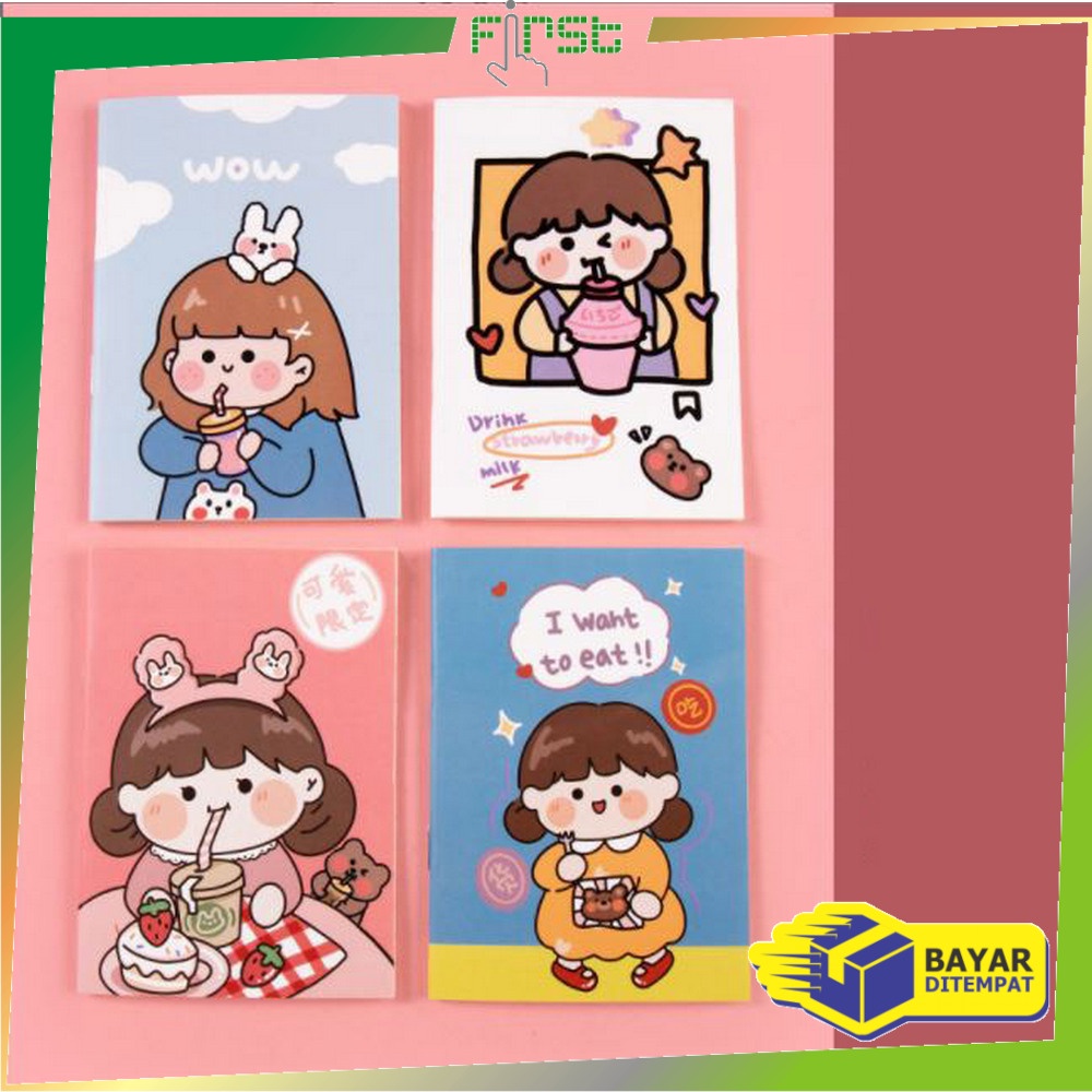 FH-A25 Buku Tulis Mini Notebook / Buku Tulis Memo Kecil Karton / Buku Catatan Cartoon Mini Book Lucu Anak Sekolah Import