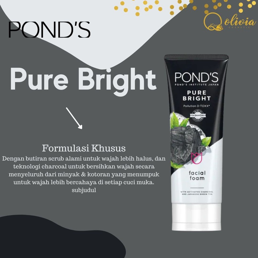 Jual Ponds Pure White Facial Foam G Pure Bright Anti Polutan Pembersih Wajah Charcoal