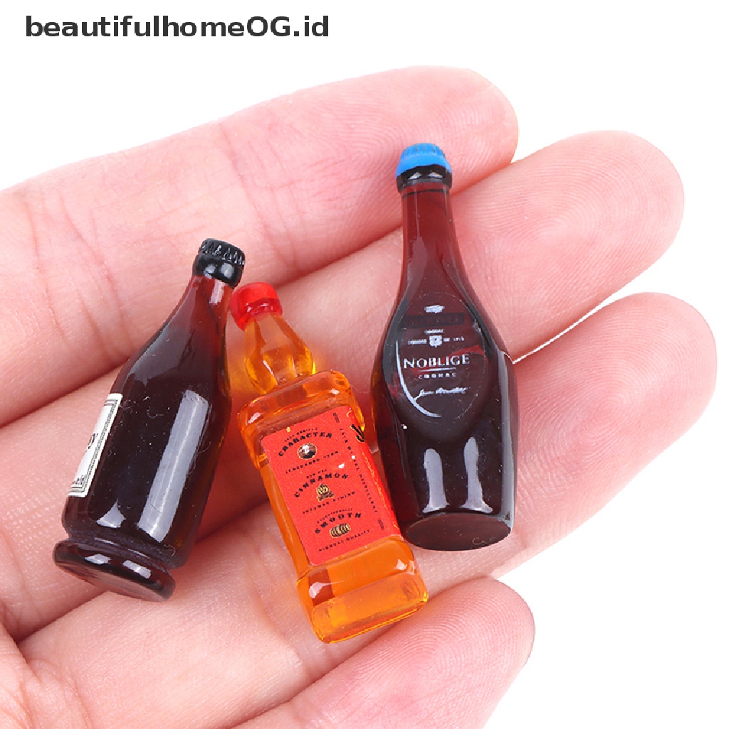 10 Pcs Miniatur Botol Minuman Skala 1: 12 Untuk Aksesoris Dapur Rumah Boneka