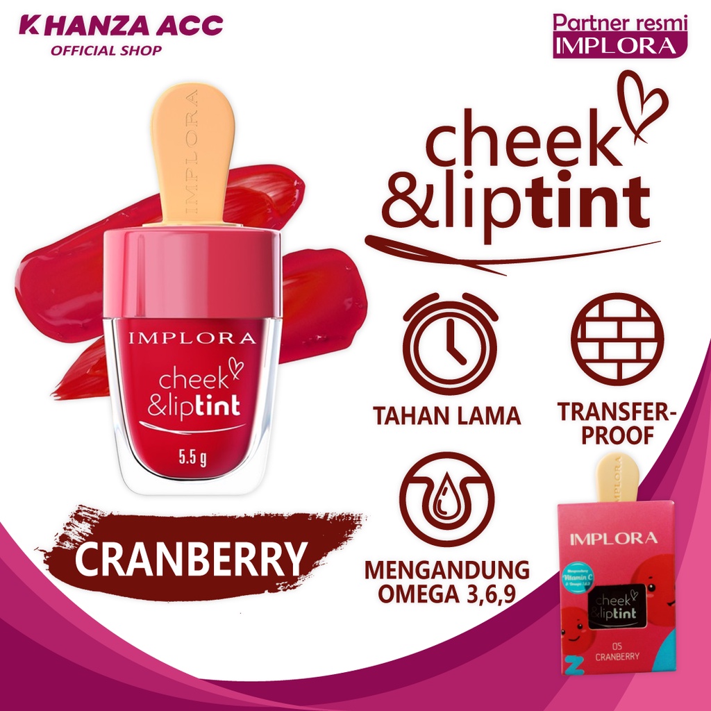 KHANZAACC Implora Cheek and Liptint Original BPOM Lip tint Implora