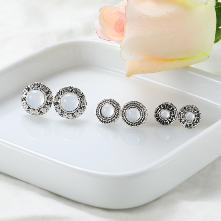 Eropa dan Amerika 6-pasangan mata kucing anting-anting set Wanita vintage anting-anting Korea gaya c