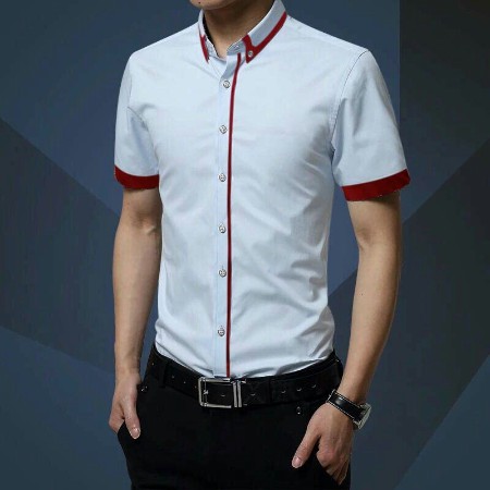 BJ - Kemeja Casual Pria Lengan Pendek Slim Fit All Size