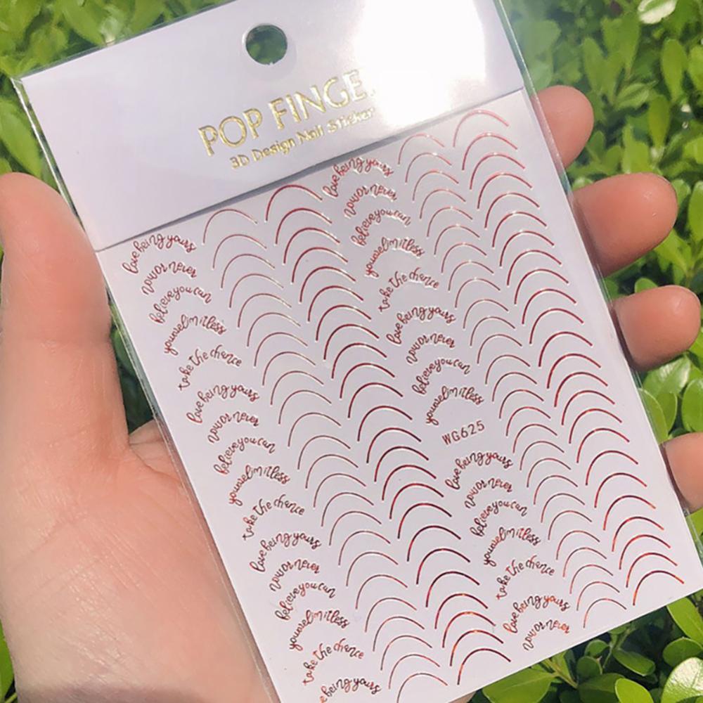 Timekey Stiker Kuku 3D Motif Garis Abstrak Warna Emas Untuk Dekorasi Nail Artmanicure A9K9