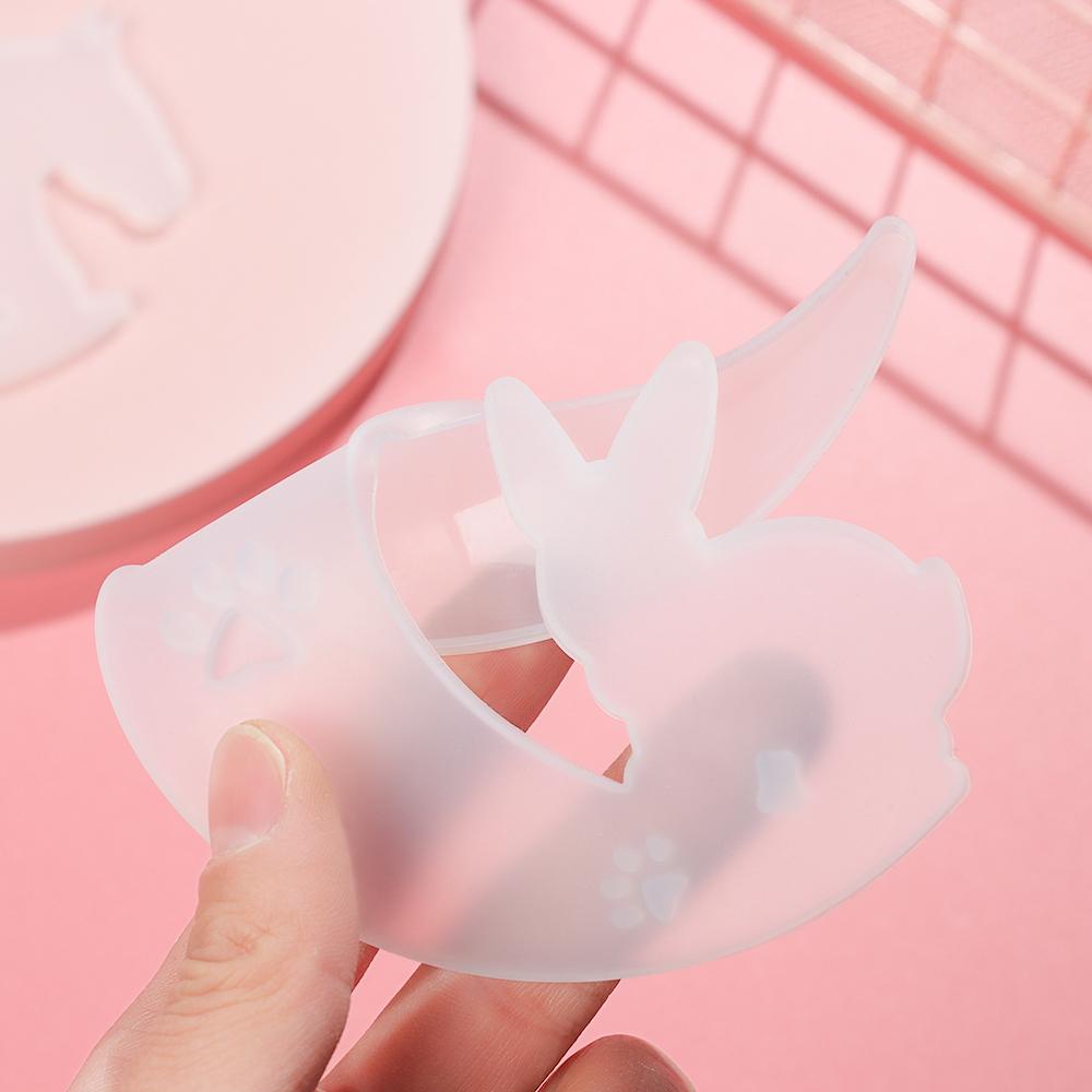 Solighter Cetakan Silikon Kucing Kelinci Hadiah DIY Ornamen Dekorasi Rumah Keychain Membuat Lem Kristal