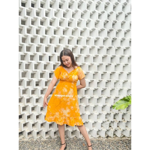 Daster serut viral / Daster serut rempel bawah tie dye / Daster serut kekinian