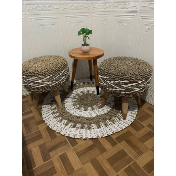 Kursi Anyaman Stool Jamur Seagrass