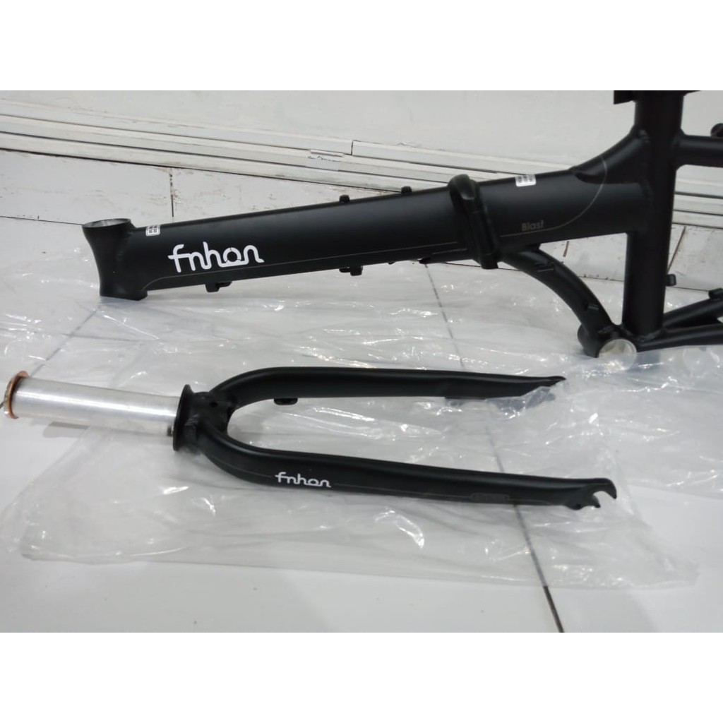 Frame Set &amp; Handle Post HP FNHON BLAST Black Matte Discbrake 20 inch New Db Sepeda Lipat Hitam Doff