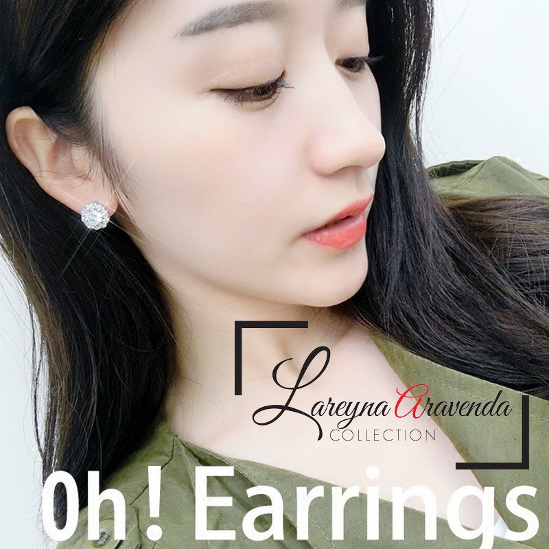 Lareyna Aravenda Anting Silver S925 Wanita Model Bunga Kristal Crystal Mewah AT022