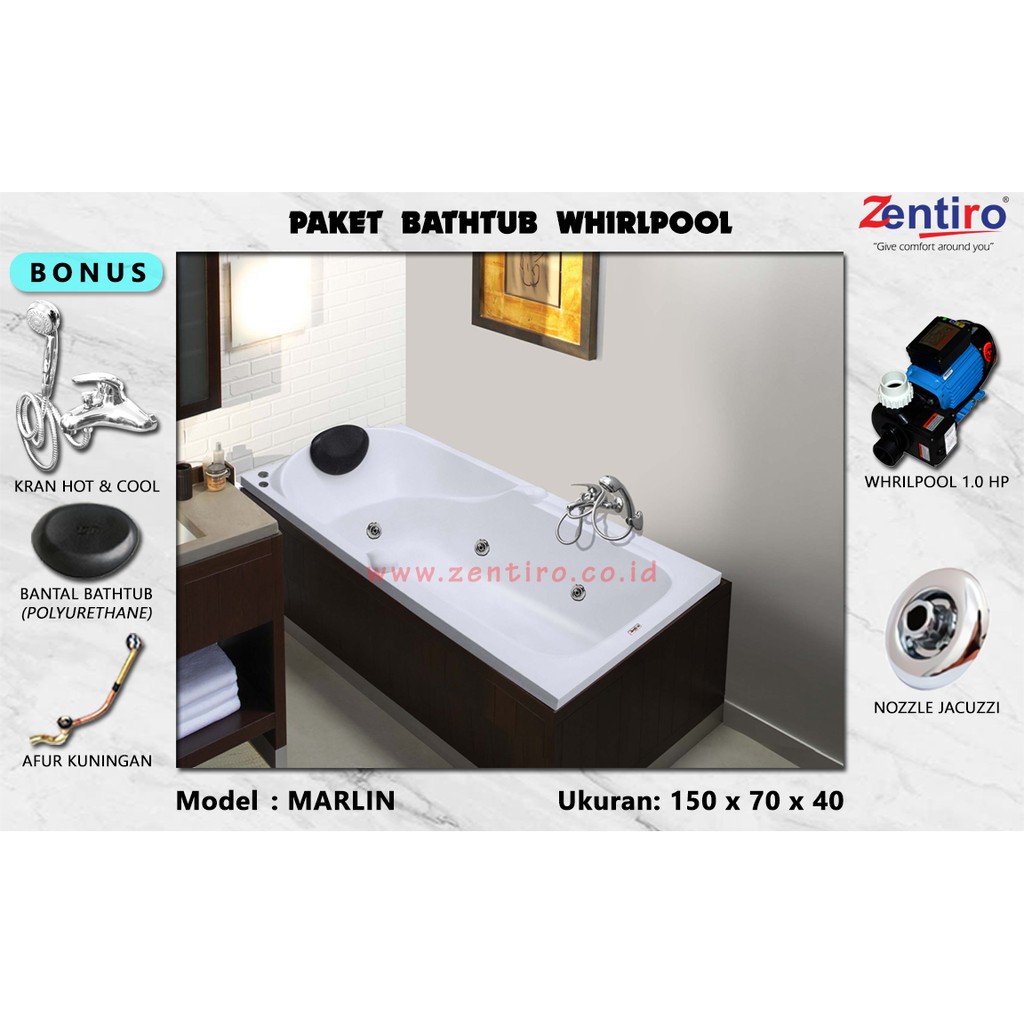 BATHTUB SUDUT JACUZZI || BATHTUB WHIRLPOOL ZENTIRO MARLIN