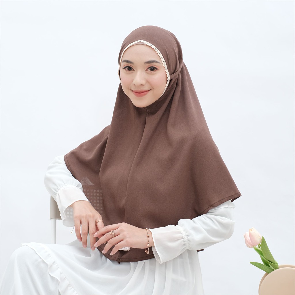 Hijab Khimar Instan Renda Syafea By Reyscarf Diamond Crepe Premium Eksklusif Banyak Warna Luxury Bisa COD